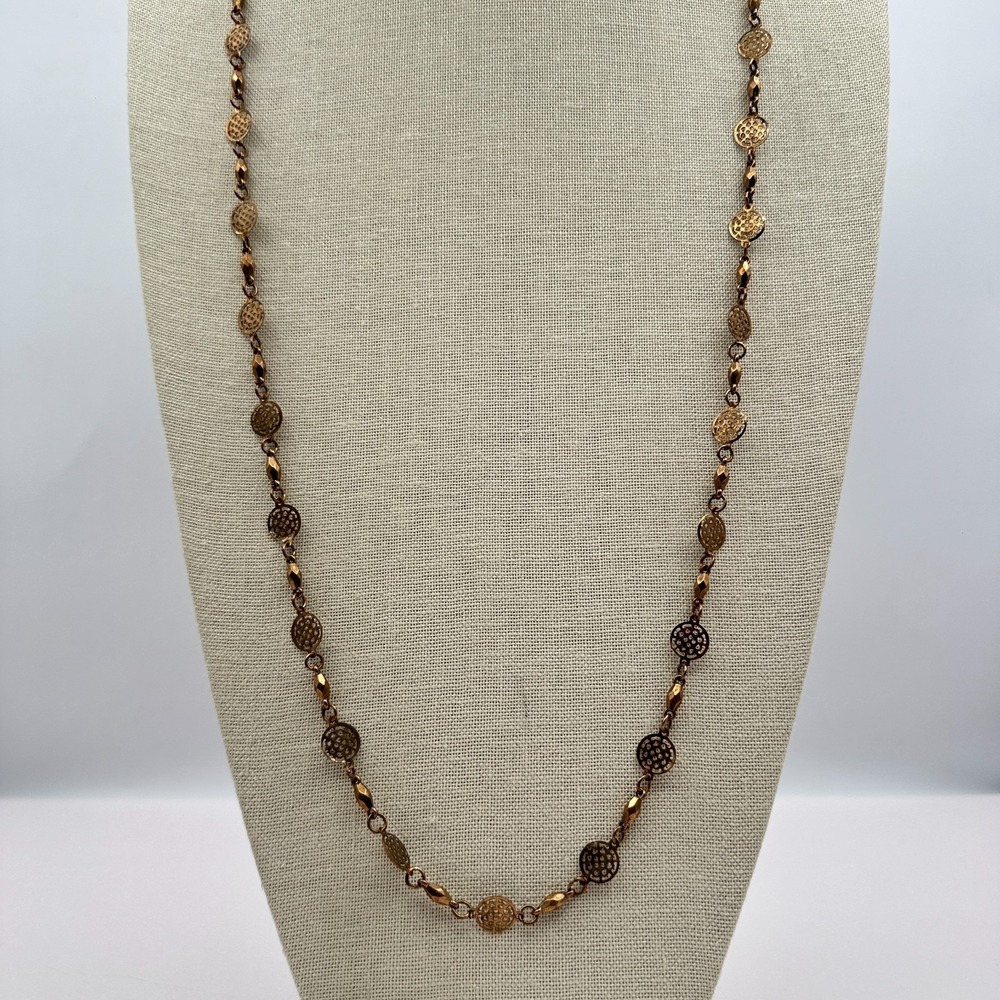Vintage Y2K Filigree Disc Station Link Chain Necklace Women's Classic Jewelry